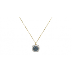 Gold Rosette Necklace With dark blue and white zircon K8161
