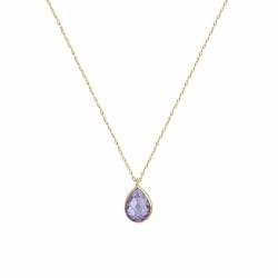 14k gold drop necklace with amethyst and with handmade chain 