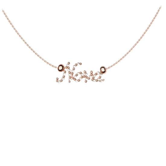 Godmother necklace with white crystals 925 silver rose gold plated H52584L