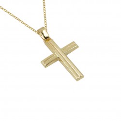 Σταυρός βάπτισης από Χρυσό 14κ με  Αλυσίδα Για Αγόρι Ματ Κουμιαν σ248