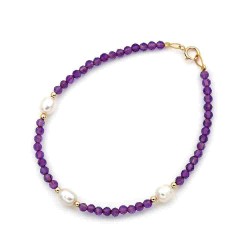 Bracelet with amethyst and pearls K14 w111812