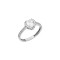 14k White Gold Heart Rosette Cumian Single Stone Engagement Ring d202