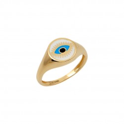 Δαχτυλίδι Χρυσό 14 Καρατίων Σεβαλιε Μάτι Με Σμάλτο Κουμιαν d211