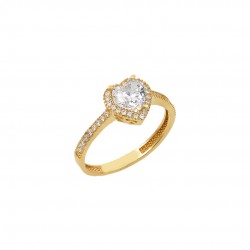 14k Gold Heart Rosette Cumian Single Stone Engagement Ring d205