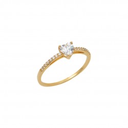 14k Gold Single Stone Engagement Ring With Cubic Zirconia Heart d217