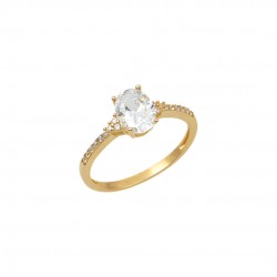 14k Gold Single Stone Engagement Ring With Cumin Zirconia D208