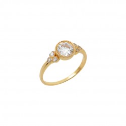 14k Gold Single Stone Engagement Ring With Cumin Zirconia D210