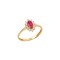 14k gold rosette ring with white and red zircons d213