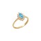 Rosette Ring 14K Gold With Aqua and White Cubic Zirconia D218
