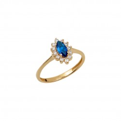 Δαχτυλίδι Χρυσό Ροζετα Με λευκά και μπλε ζιργκον d21210