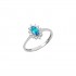 14K White Gold Rosette Ring With White and Aqua Cubic Zirconia d221