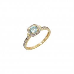 Δαχτυλίδι Γυναικείο Χρυσό 14Κ Ροζέτα με Aqua Blue Zircon D233