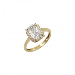 Δαχτυλίδι Χρυσό Κ14  Ροζέτα με Λευκό Zircon  Γυναικείο D231