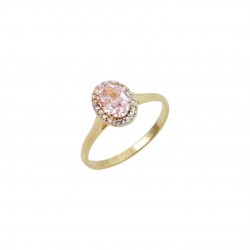 Δαχτυλίδι Γυναικείο Χρυσό 14Κ  Ροζέτα με Pink Zircon D232