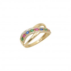 14K Gold Ring With Multicolor Zirconia d223
