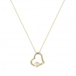 Heart Necklace 14K Gold With Cumian Pearl K135
