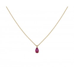 Women's 14K Gold Necklace with Red Stone Drop 10572