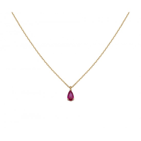 Women s 14K Gold Necklace with Red Stone Drop 10572