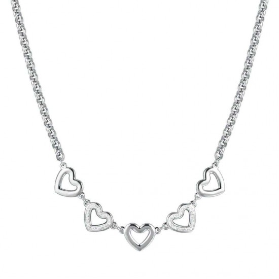 Luca Barra women s steel heart necklace with crystals CK1799