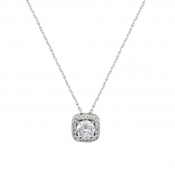 14K White Gold Necklace with White Zirconia K159