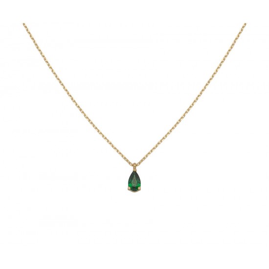 Women s 14K Gold Necklace with green stone 10582