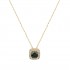 14K Gold Rosette Necklace With White And Dark Green Zircon k154