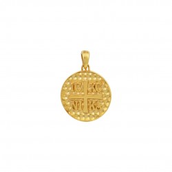 9K Gold Constantine Amulet IC XC NI KA With Eye f081