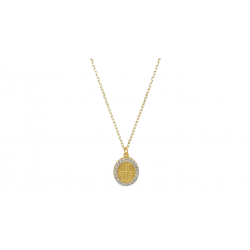 14K Gold Zircon Necklace with Chain KN9004