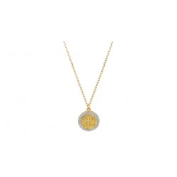 14K Gold Zircon Necklace with Chain KN9003