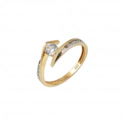 14k Gold Single Stone Engagement Ring With Cumin Zirconia d200
