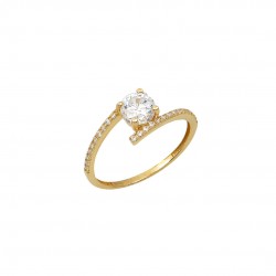 14K Gold Flame Zircon Solitaire Ring d227