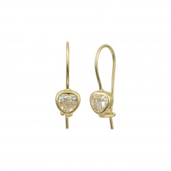 Children's 9K Gold Dangle Earrings With Heart sk220