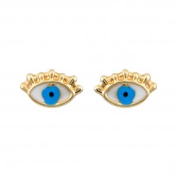 Earrings Children's Gold Studded 9K Enamel Eye sk206