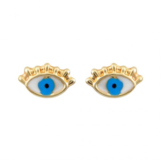 Earrings Children s Gold Studded 9K Enamel Eye sk206