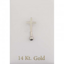 Piercing Cross Bar Zircon White gold K14 PRC101