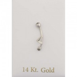 Piercing Lightning Bar Zircon White Gold K14 PRC102