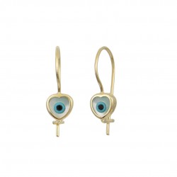 Children's 9K Gold Dangle Eyelet Heart Earrings sk226