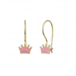 Children's 9K Gold Crown Dangle Earrings sk227