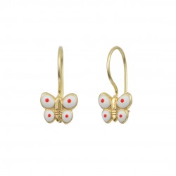 Children's 9K Gold Butterfly Dangle Earrings sk228