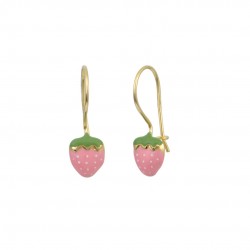 Children's 9K Gold Dangling Strawberry Earrings sk233