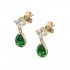 9K Gold Drop Earrings with Green and White Zirconia sk239
