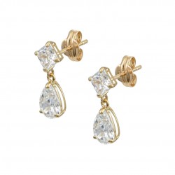 9K Gold Drop Earrings with White Zirconia sk238