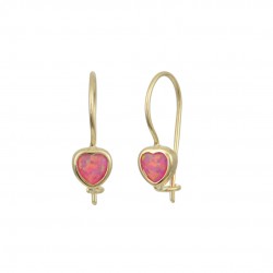 Children's 9K Gold Dangling Heart Earrings sk230