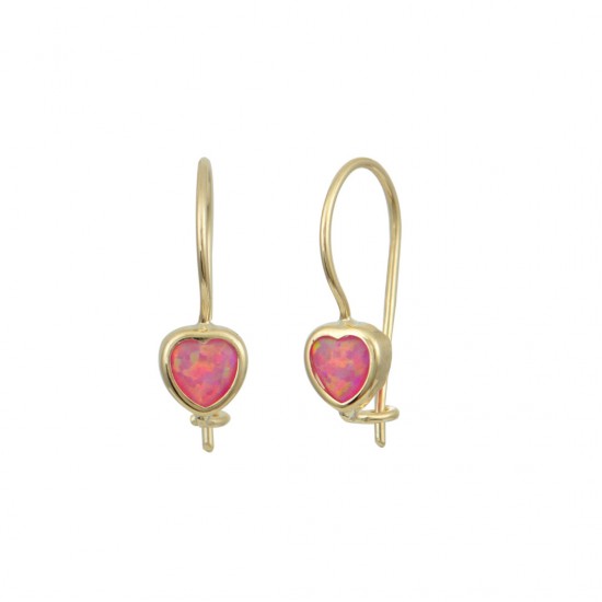 Children s 9K Gold Dangling Heart Earrings sk230