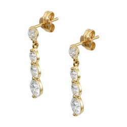 9k Gold Riviera Dangle Earrings With White Zirconia sk242