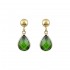 14K Gold Stud Earrings with Green Cubic Zirconia Drop sk197