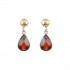 14K Gold Stud Earrings with Red Cubic Zirconia Drop sk198