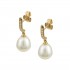 9K Gold Semi-Dangle Earrings With Pearls and Zirconia sk253