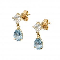 9K Gold Earrings with Aqua Zircon SK244