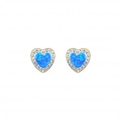 Children's 9K Gold Stud Earrings Opal and Zircon Heart sk202